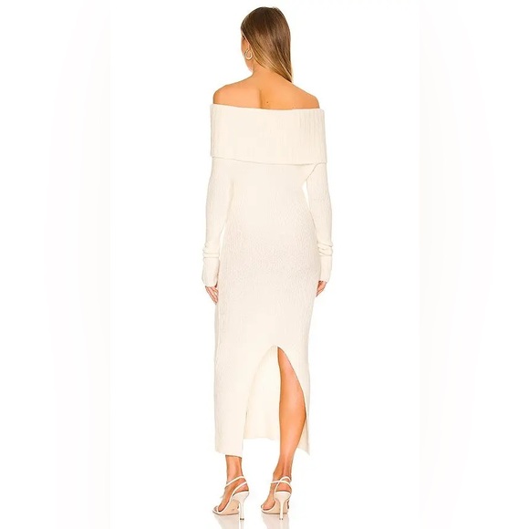 NEW LE SUPERBE Jackpot Ribbed Knit Off Shoulder Midi Dress S $545 Wool Cashmere - Picture 3 of 12